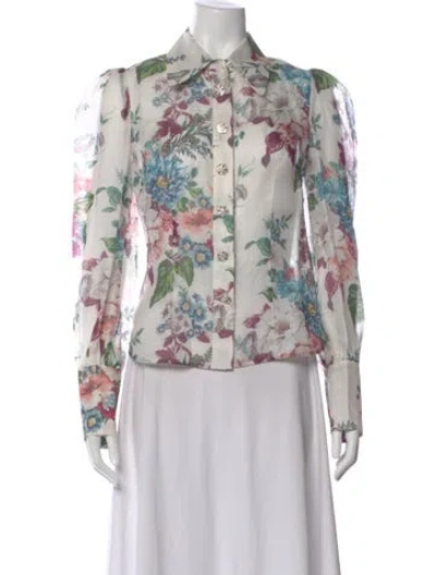 Pre-owned Zimmermann Linen Floral Print Blouse W/ Tags In Multi