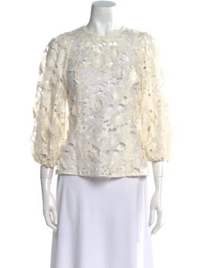 Pre-owned Zimmermann Linen Floral Print Blouse In White