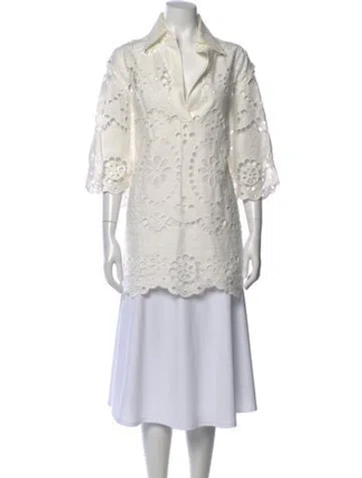 Pre-owned Zimmermann Linen Floral Print Blouse In White