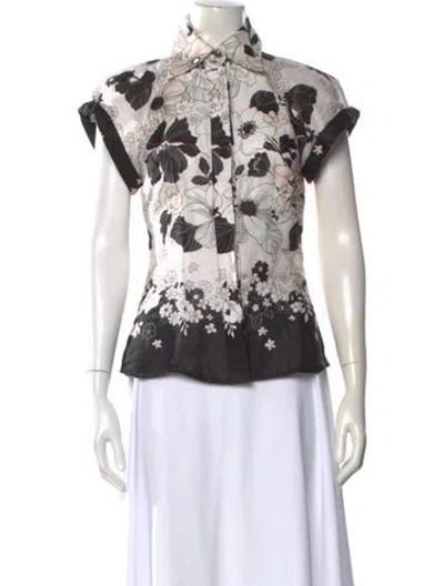 Pre-owned Zimmermann Linen Floral Print Blouse In White
