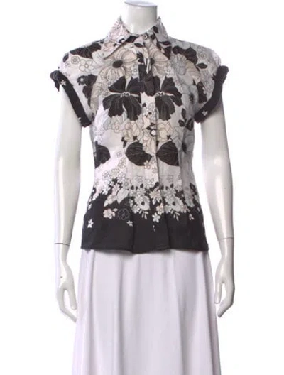Pre-owned Zimmermann Linen Floral Print Blouse In White