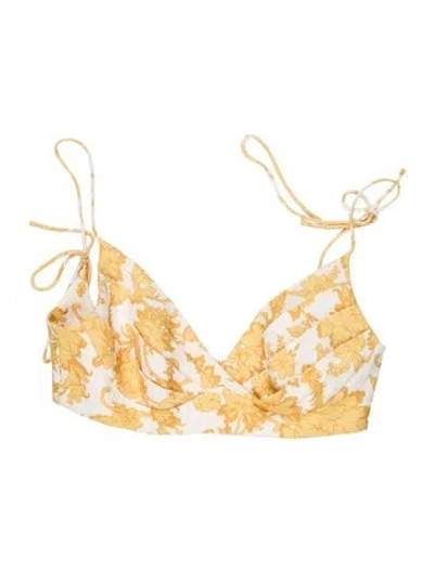 Pre-owned Zimmermann Linen Floral Print Blouse In Yellow