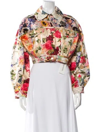 Pre-owned Zimmermann Linen Floral Print Bomber Jacket In Multi