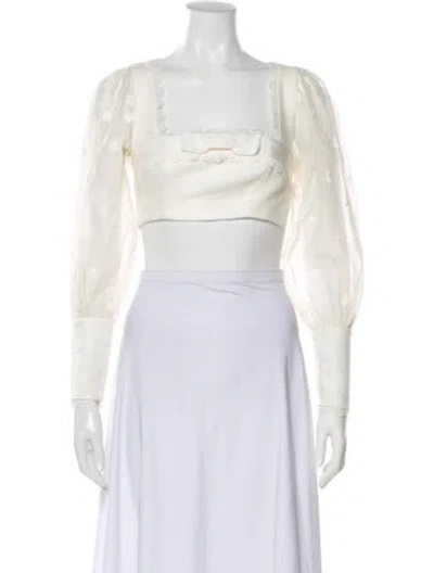 Pre-owned Zimmermann Linen Floral Print Crop Top In Gray