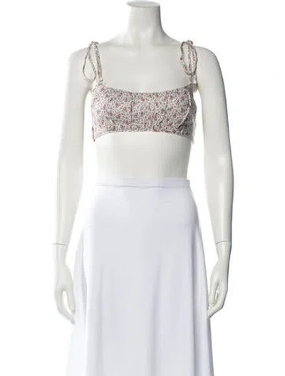 Pre-owned Zimmermann Linen Floral Print Crop Top In Neutral
