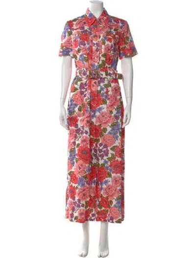 Pre-owned Zimmermann Linen Floral Print Jumpsuit In Multi