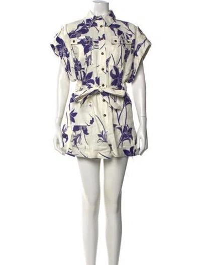 Pre-owned Zimmermann Linen Floral Print Jumpsuit In Neutral