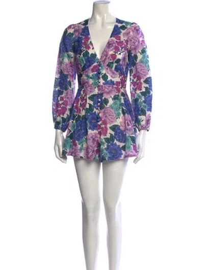 Pre-owned Zimmermann Linen Floral Print Jumpsuit W/ Tags In White