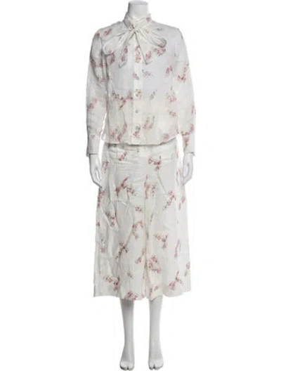Pre-owned Zimmermann Linen Floral Print Pant Set In Neutral