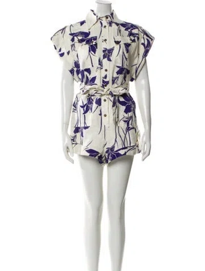 Pre-owned Zimmermann Linen Floral Print Romper In Multi