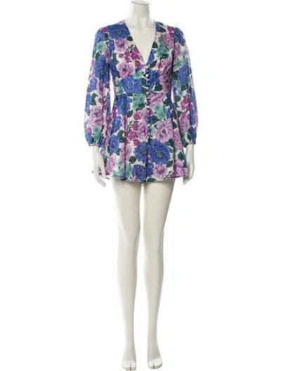 Pre-owned Zimmermann Linen Floral Print Romper In Multi