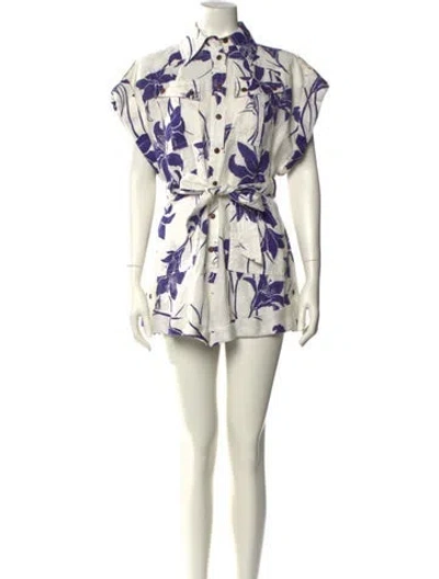 Pre-owned Zimmermann Linen Floral Print Romper In Neutral