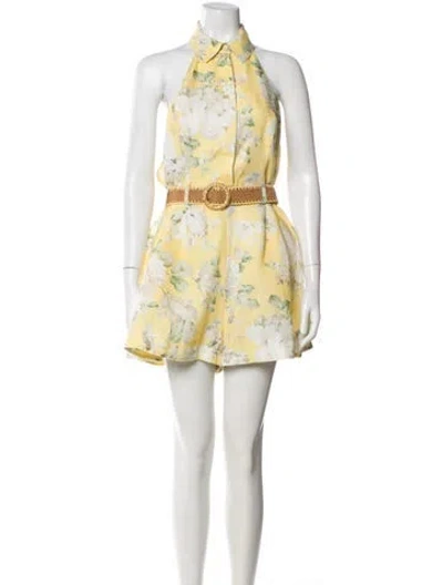 Pre-owned Zimmermann Linen Floral Print Romper In Neutral