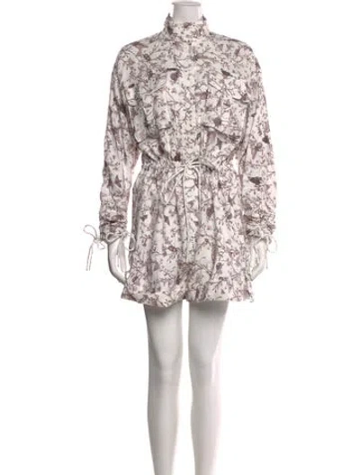 Pre-owned Zimmermann Linen Floral Print Romper In Purple