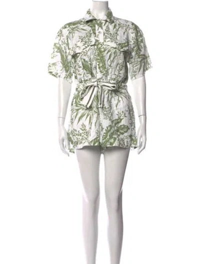 Pre-owned Zimmermann Linen Floral Print Romper In White