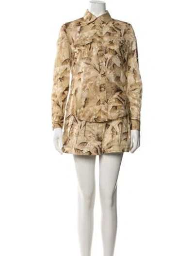 Pre-owned Zimmermann Linen Floral Print Skirt Set In Blue