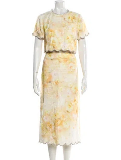 Pre-owned Zimmermann Linen Floral Print Skirt Set In Yellow