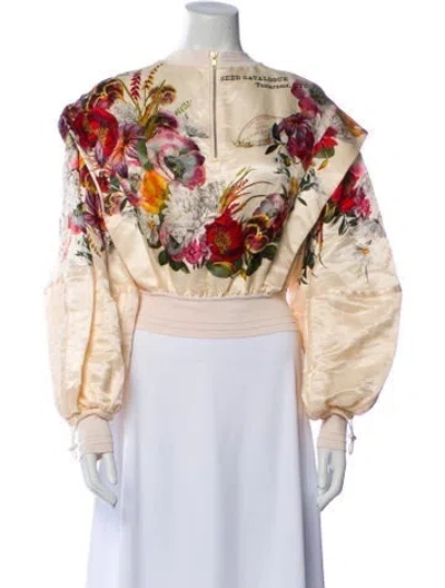 Pre-owned Zimmermann Linen Floral Print Sweatshirt In Neutral