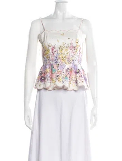 Pre-owned Zimmermann Linen Floral Print Top W/ Tags In Multi