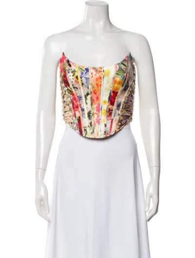 Pre-owned Zimmermann Linen Floral Print Top In White