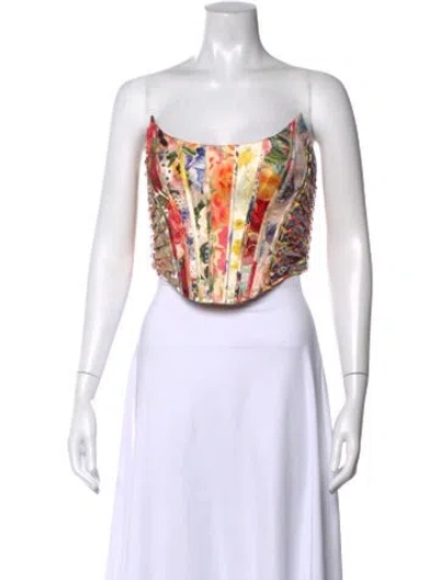 Pre-owned Zimmermann Linen Floral Print Top In White