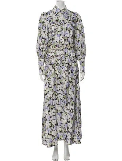 Pre-owned Zimmermann Linen Floral Print Trench Coat In Purple