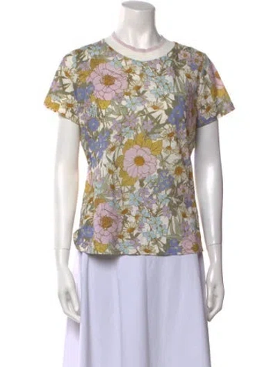 Pre-owned Zimmermann Linen Floral Print T-shirt In Neutral