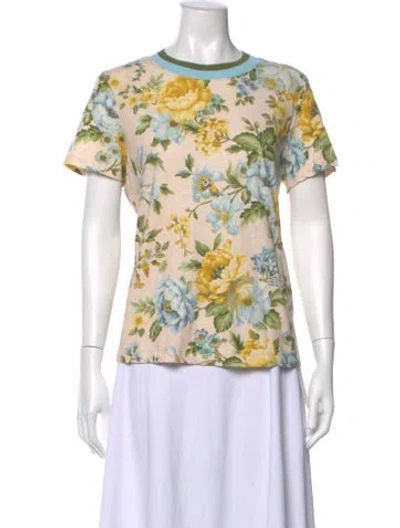 Pre-owned Zimmermann Linen Floral Print T-shirt In Neutral