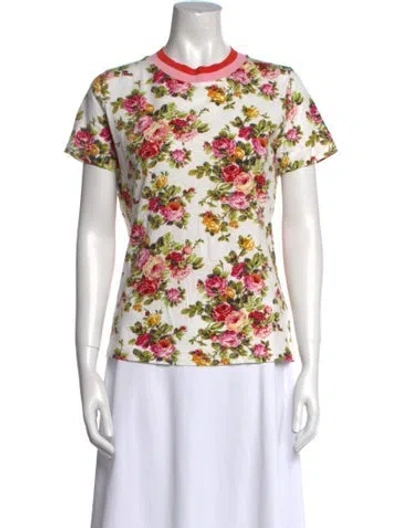 Pre-owned Zimmermann Linen Floral Print T-shirt In White