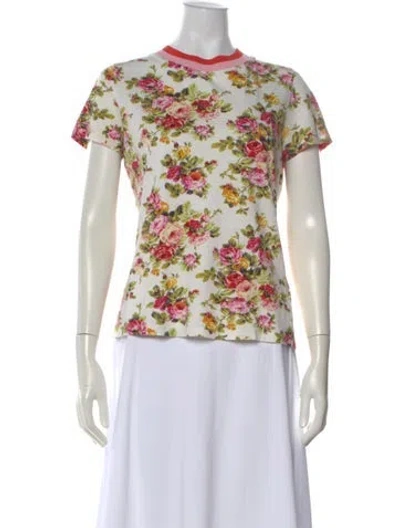 Pre-owned Zimmermann Linen Floral Print T-shirt In White