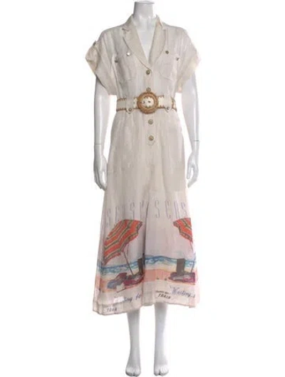 Pre-owned Zimmermann Linen Graphic Print Jumpsuit In Neutral