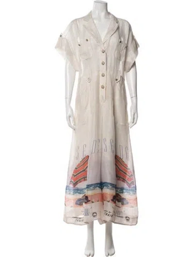 Pre-owned Zimmermann Linen Graphic Print Jumpsuit In Neutral