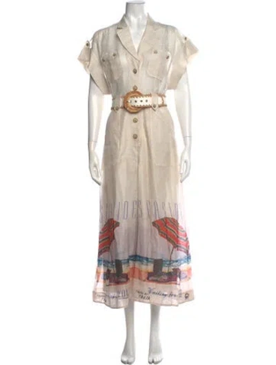 Pre-owned Zimmermann Linen Graphic Print Jumpsuit In Neutral
