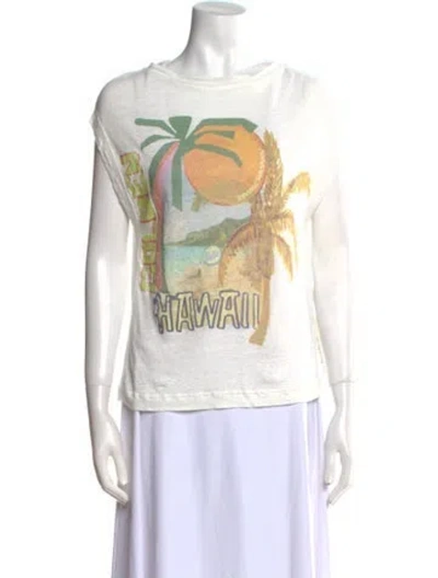 Pre-owned Zimmermann Linen Graphic Print T-shirt In Neutral