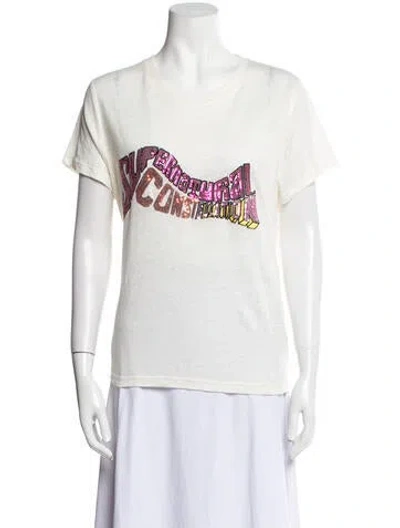 Pre-owned Zimmermann Linen Graphic Print T-shirt In Neutral