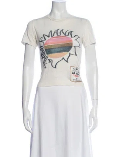Pre-owned Zimmermann Linen Graphic Print T-shirt In Neutral