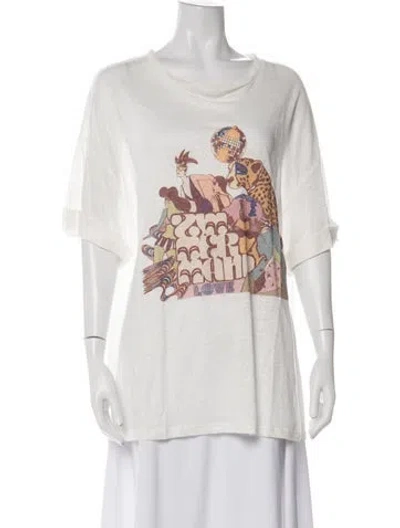 Pre-owned Zimmermann Linen Graphic Print T-shirt In Neutrals