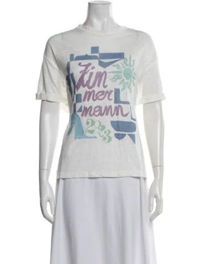 Pre-owned Zimmermann Linen Graphic Print T-shirt In Neutrals