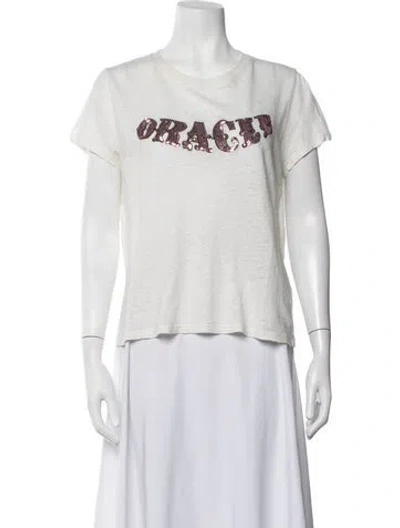Pre-owned Zimmermann Linen Graphic Print T-shirt In Neutrals