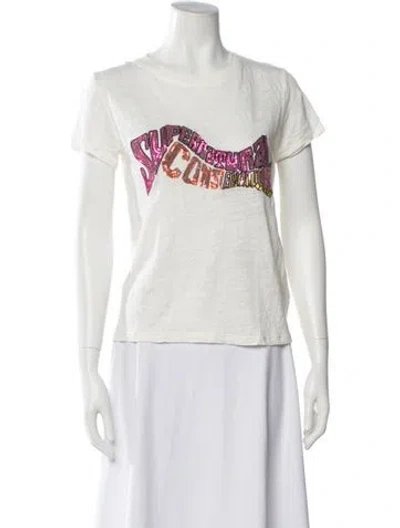 Pre-owned Zimmermann Linen Graphic Print T-shirt In White