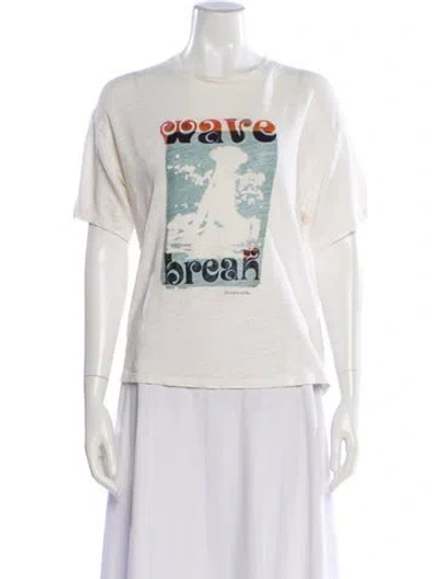 Pre-owned Zimmermann Linen Graphic Print T-shirt In White