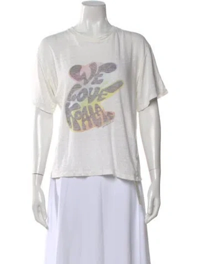 Pre-owned Zimmermann Linen Graphic Print T-shirt In White