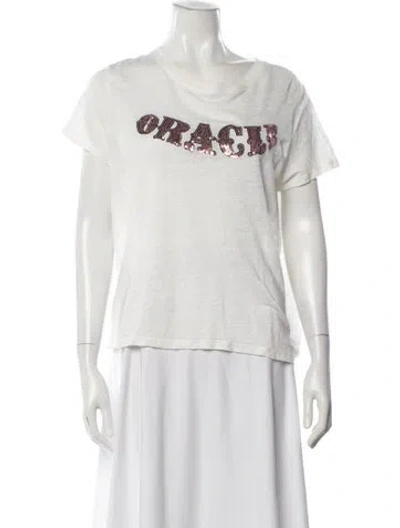 Pre-owned Zimmermann Linen Graphic Print T-shirt In White