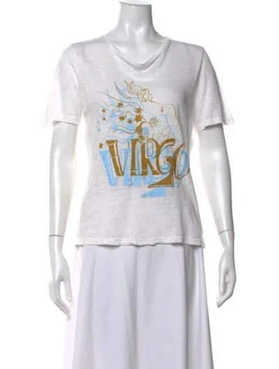 Pre-owned Zimmermann Linen Graphic Print T-shirt In White