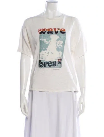Pre-owned Zimmermann Linen Graphic Print T-shirt In White
