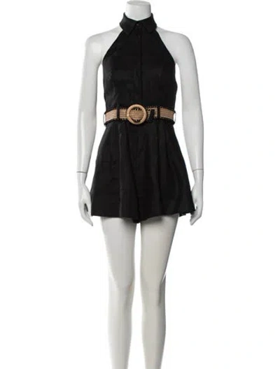 Pre-owned Zimmermann Linen Halterneck Romper In Black