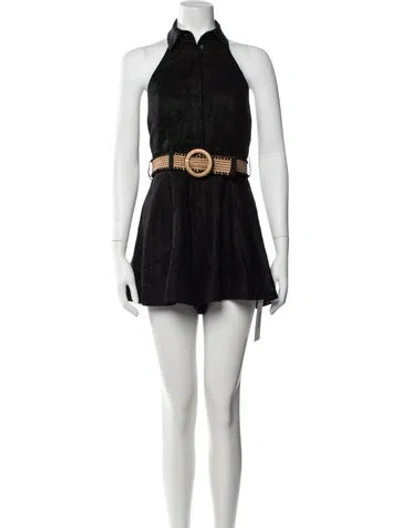 Pre-owned Zimmermann Linen Halterneck Romper In Black