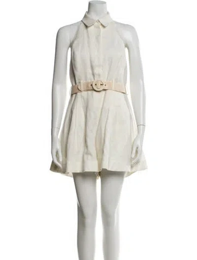 Pre-owned Zimmermann Linen Halterneck Romper In Neutral