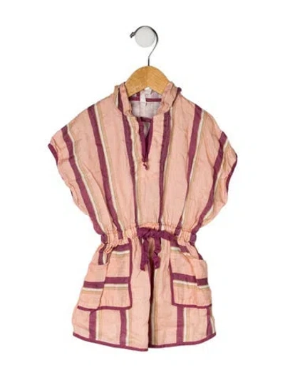 Pre-owned Zimmermann Babies' Linen Hooded Short Sleeve Dress In Pink