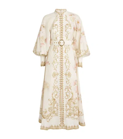 ZIMMERMANN LINEN HYPNOTIC MIDI DRESS